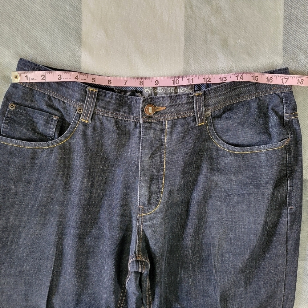 ENZO Denim Mens Premium Denim Jeans Cropped Streetwear Medium Wash Size 36 X 24 - Picture 11 of 14